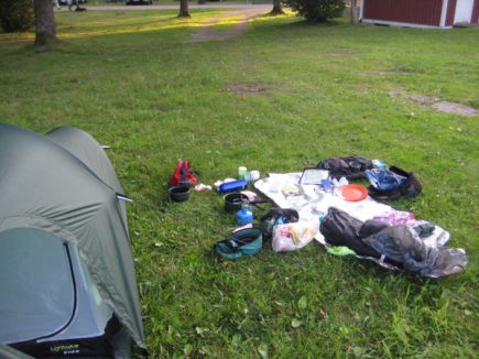 A camping cyclist’s mess A camping cyclist’s mess