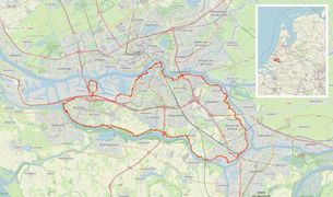 De gefietste route rond IJsselmonde